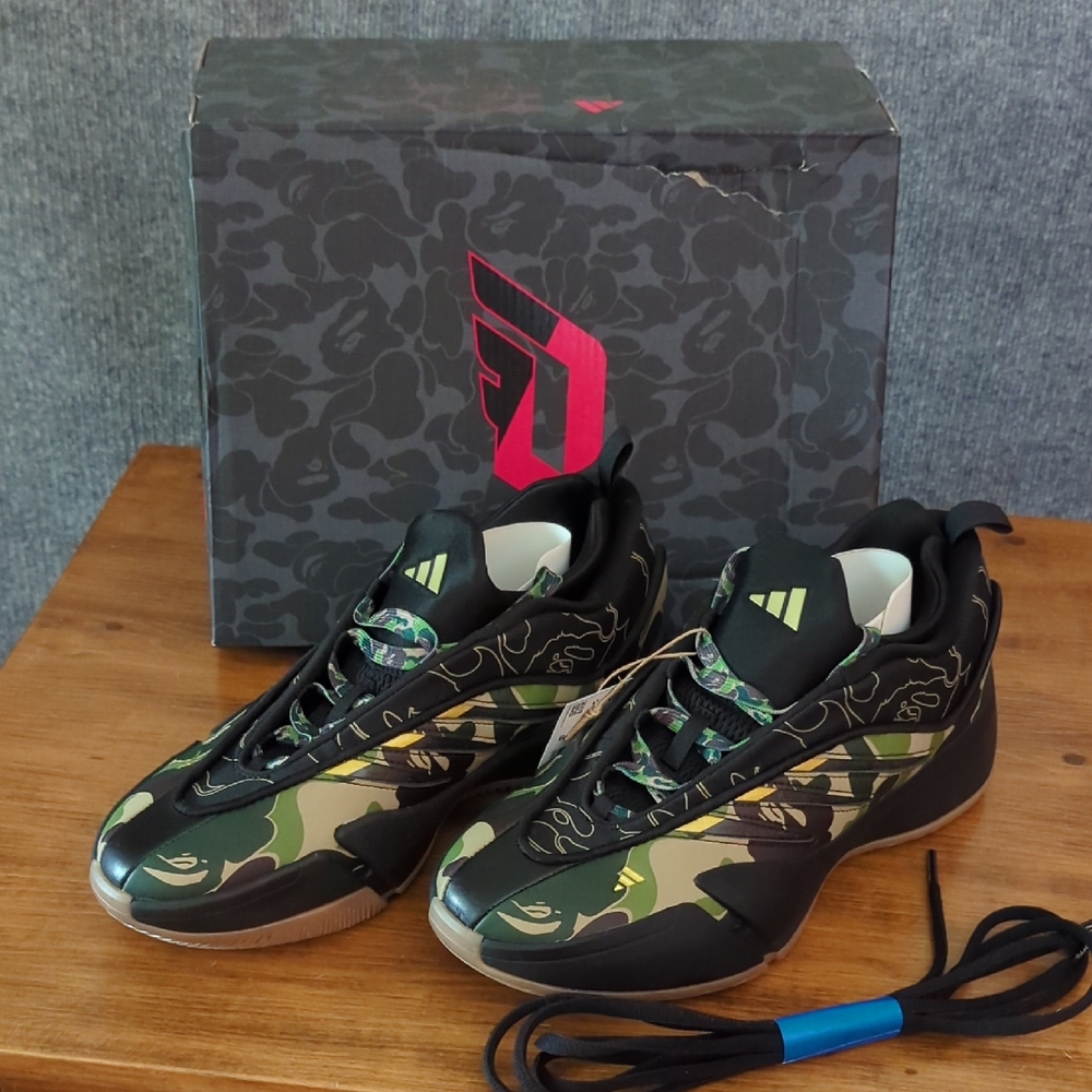 Adidas Black and Olive Camouflage Sneakers